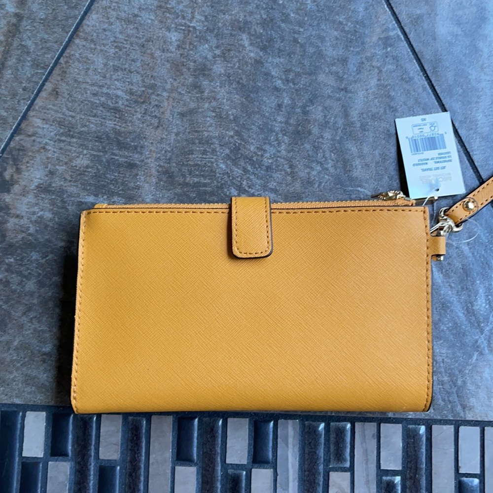 Michael Kors Jet Set Travel Marigold Double Zip Wristlet Leather - Picture 4 of 16